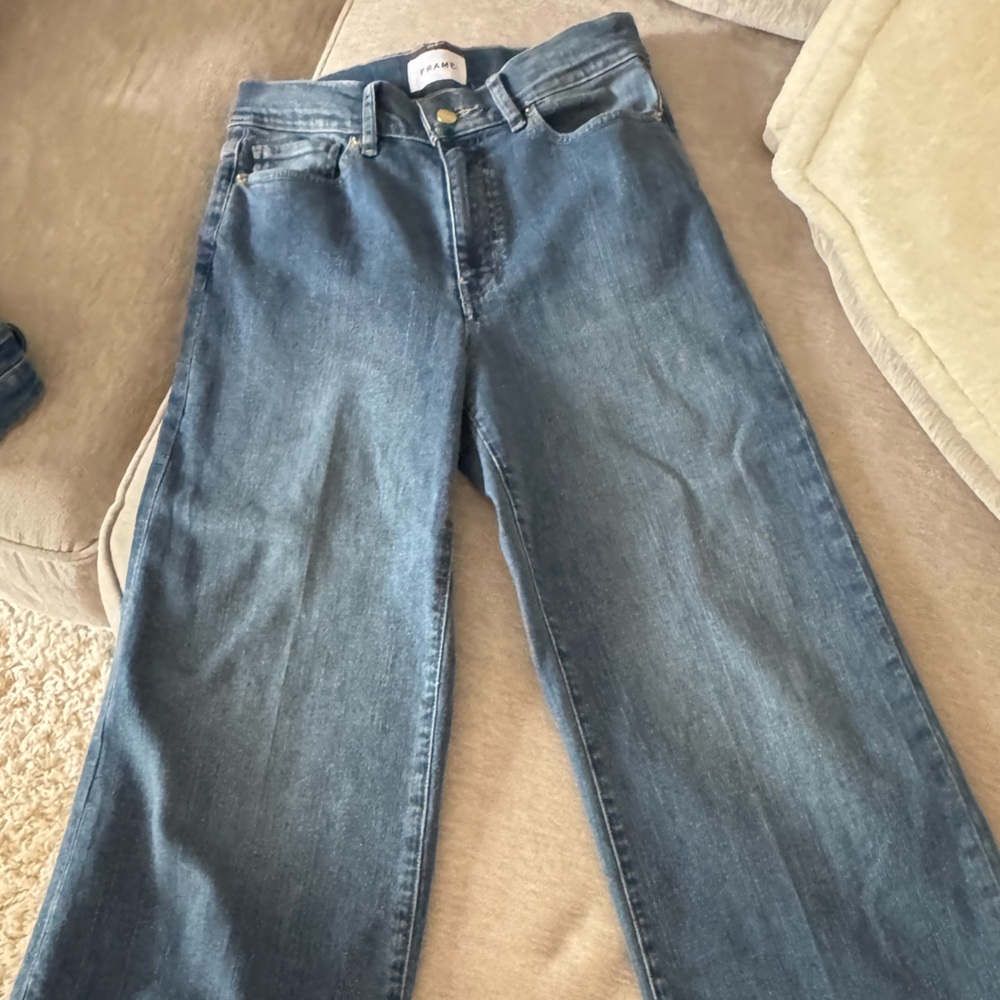 Frame Denim Blue Flare Wide Leg Jeans